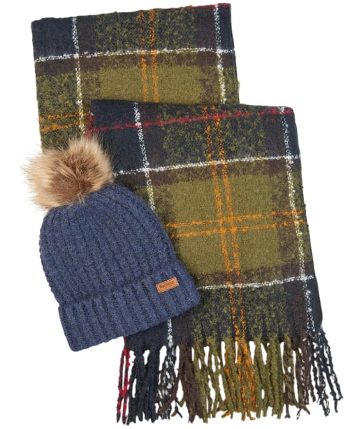 Barbour Saltburn Scarf and Beanie Set Black One Size