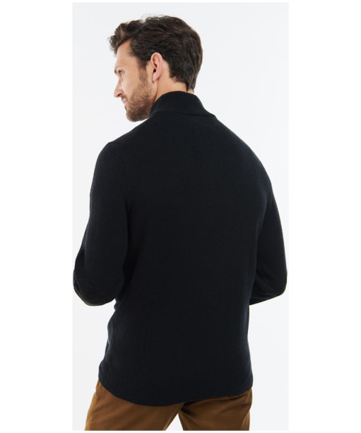 Men's Barbour Patch Half Button Lambswool Sweater - Black