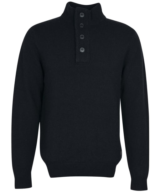 Men's Barbour Patch Half Button Lambswool Sweater - Black
