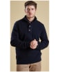Men's Barbour Patch Half Button Lambswool Sweater - Navy
