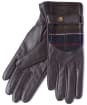 Women's Barbour Dee Leather & Tartan Gloves - Dark Brown