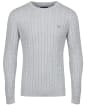 Men’s GANT Cotton Cable Crew Sweater - Light Grey Melange