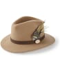 Women's Hicks & Brown The Suffolk Fedora - Guinea and Pheasant Feather - Camel
