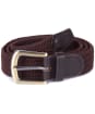 Men's Barbour Stretch Webbing Leather Belt - Dark Brown