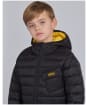 Boy's Barbour International Ouston Hooded Quilted Jacket, 10-15yrs - NEW BLACK/YELLW