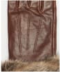 Women's Barbour Fur Trimmed Leather Gloves - Dark Caramel