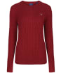 Women's GANT Stretch Cotton Cable Sweater - Cabernet Red