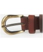 Women's Barbour Colour Block Leather Loop Belt - Dark Brown / Tan