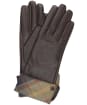 Women's Barbour Lady Jane Leather Gloves - Chocolate / Muted Tartan