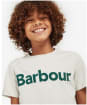 Boy's Barbour Logo Tee, 6-9yrs - Ecru Marl