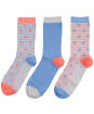 Women’s Schoffel Bamboo Socks - Box of 3 - Pale Blue / Coral Mix