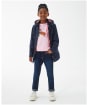 Girl's Barbour Cassley Wax Jacket - 6-9yrs - Royal Navy / Pink Dhalia