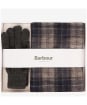 Men’s Barbour Tartan Scarf and Glove Gift Set - Black Slate Tartan